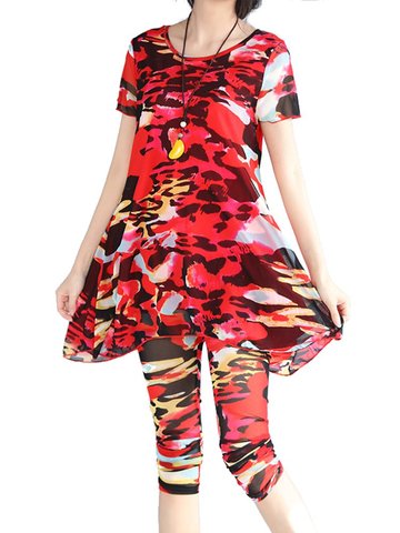 2PCS Sexy Floral Casual Yoga Suits-Newchic-