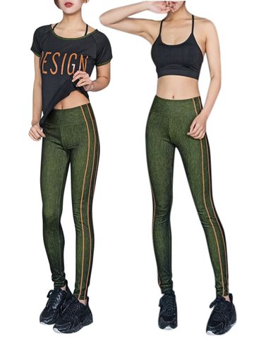 3PCS Sexy Bra T-shirt Legging Stretch Sports Suits-Newchic-