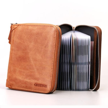 40/20 Card Slots Card Holder Genuine Leather Zipper Wallet-Newchic-
