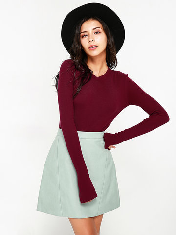 Basic Women O-Neck Long Sleeve Sweaters-Newchic-
