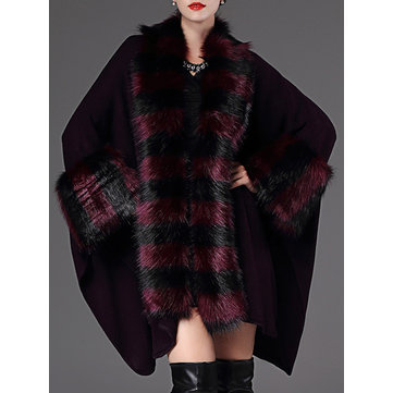 Bats Sleeve Women Faux Fur Coats-Newchic-