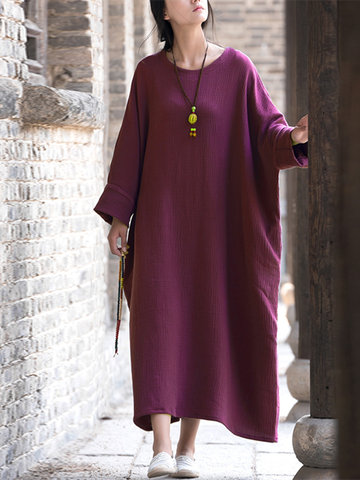 Batwing Sleeve Vintage Maxi Dresses-Newchic-