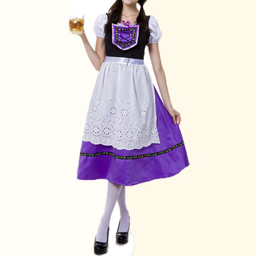 Beer Traditional Embroidery Drawstring Long Dress Maid Cosplay Costume For Women-Newchic-