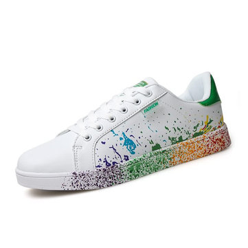 Big Size Colorful Printing Lace Up Flat Casual Skate Shoes For Women-Newchic-Multicolor