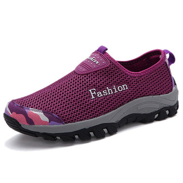 Big Size Mesh Color Blocking Breathable Slip On Casual Outdoor Shoes-Newchic-Multicolor