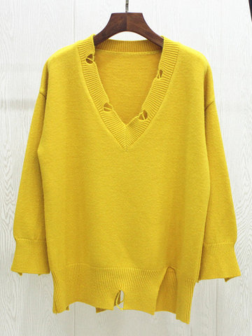 Brief Solid Color Women Sweaters-Newchic-