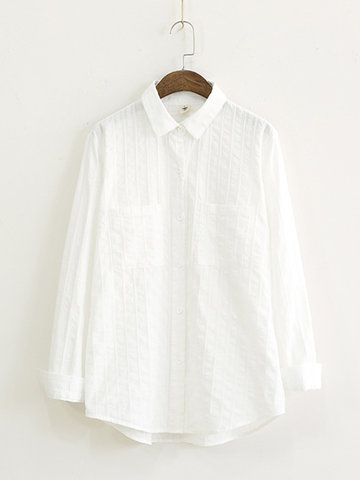 Brief Solid White Women Shirts-Newchic-