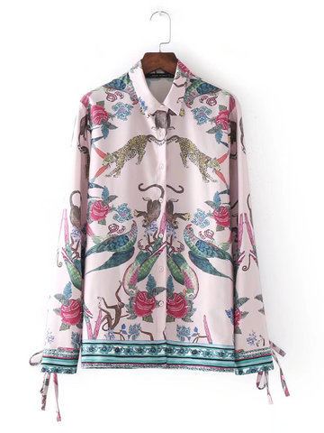Casual Floral Printed Women Blouses-Newchic-