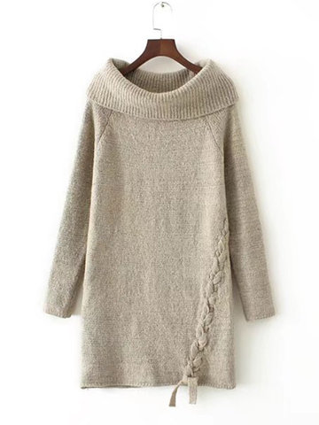 Casual High Collar Knitted Sweaters-Newchic-