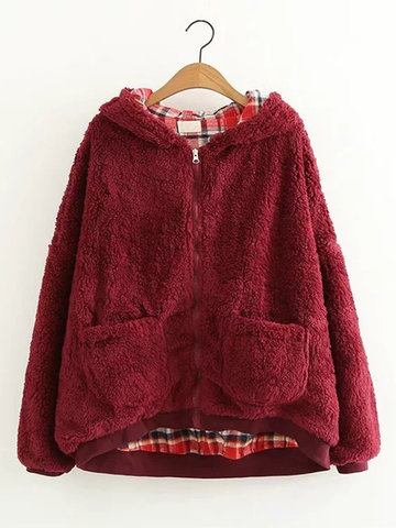 Casual Hooded Women Fleece Coats-Newchic-