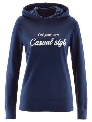 Casual Letter Print Hooded Women Hoodie-Newchic-