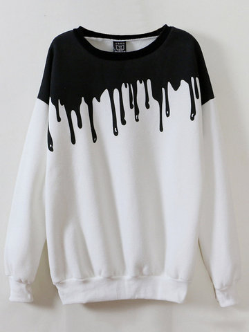 Casual Long Sleeve O Neck Printed Sweatshirt For Women-Newchic-