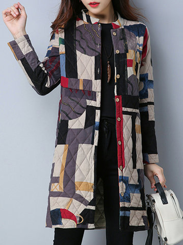 Casual Loose Printed Women Coats-Newchic-