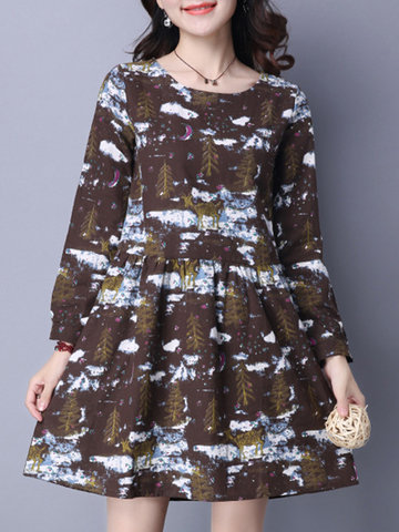 Casual Loose Printed Women Mini Dresses-Newchic-