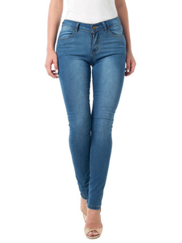 Casual Pocket Denim Blue Jeans-Newchic-