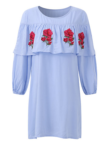 Casual Rose Printed Women Dresses-Newchic-