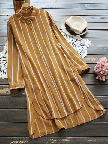 Casual Striped Women Shirt Dresses-Newchic-