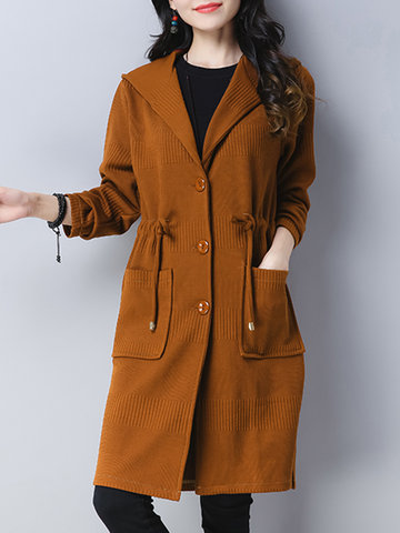 Casual Women Hooded Coats-Newchic-