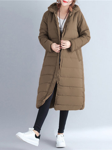 Casual Women Hooded Thick Overcoats-Newchic-