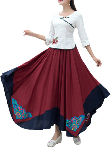 Chinese Style Embroidery Patch Skirts-Newchic-