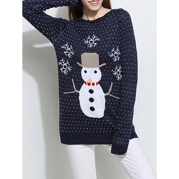 Christmas Printed Pullover Sweaters-Newchic-