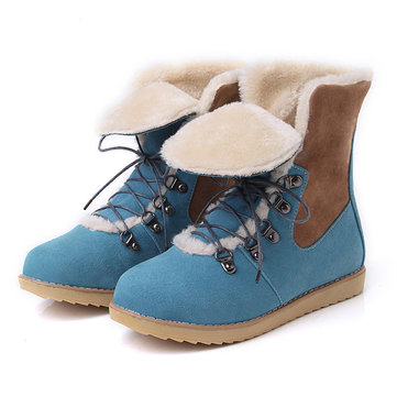Color Match Lace Up Foldable Boots-Newchic-Multicolor