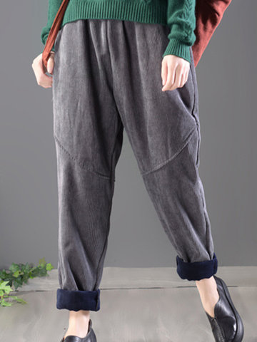 Corduroy Casual Thicken Pants-Newchic-