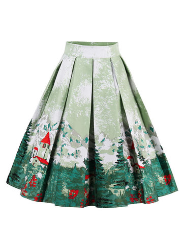 Cute Printed Women Pleated Skirts-Newchic-