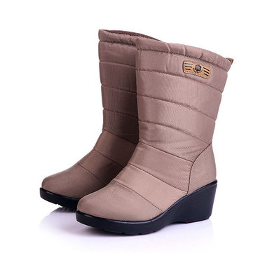 Down Cloth Wedges Snow Boots-Newchic-Multicolor