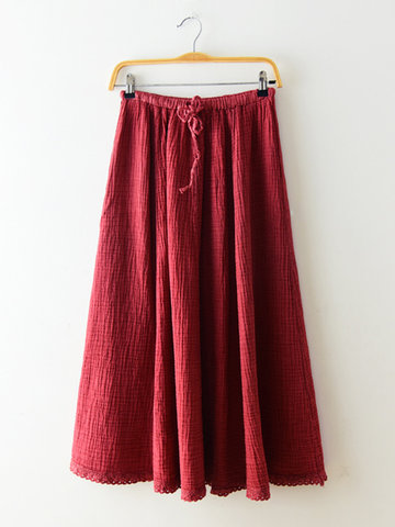 Elastic Waist Pure Color Skirts-Newchic-
