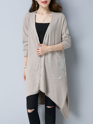Elegant Button Fly Pure Color Sweaters-Newchic-