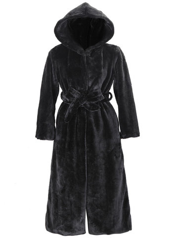 Elegant Hooded Faux Fur Coat-Newchic-