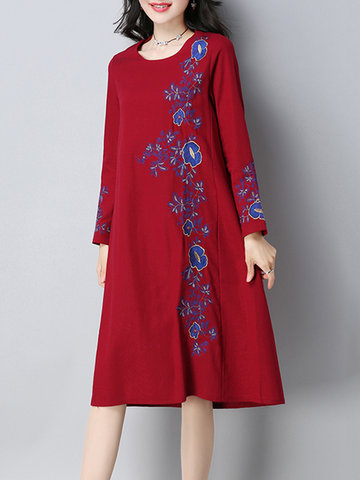 Embroidered Long Sleeve Dresses-Newchic-