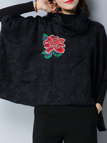 Embroidery Jacquard Patchwork Stand Collar Half Sleeve Shawl-Newchic-