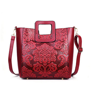 Embroidery PU Leather Tote Bag-Newchic-
