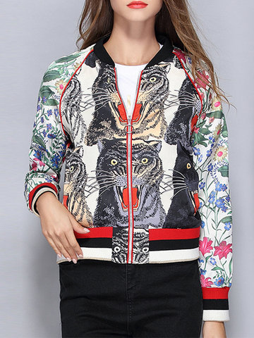 Embroidery Tigers Pattern Women Jackets-Newchic-