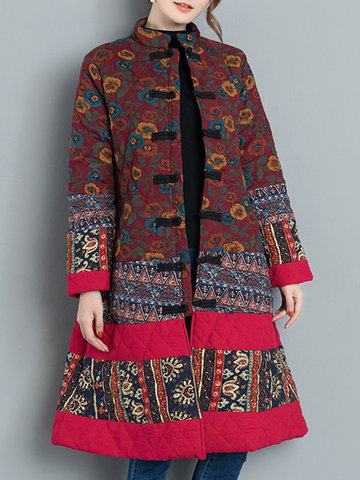 Ethnic Printed Thicken Winter Coats-Newchic-