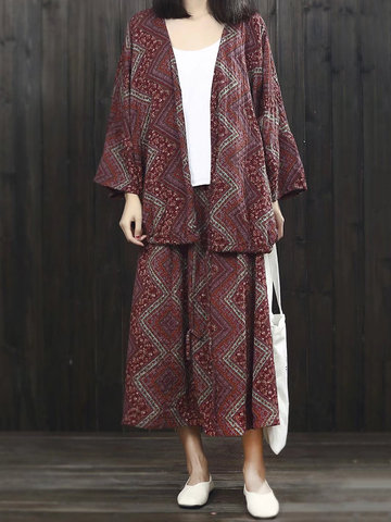 Ethnic Printed Vintage Suits-Newchic-