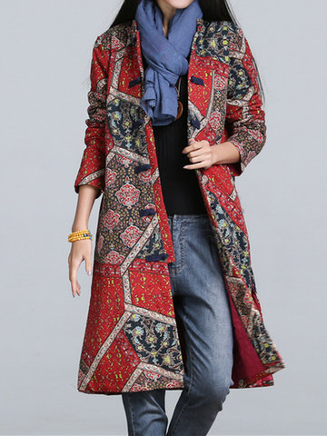 Ethnic Printed Vintage Winter Coats-Newchic-