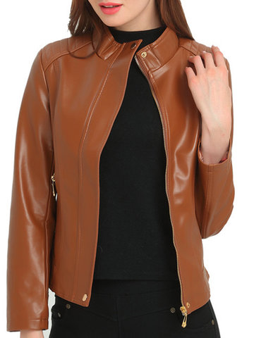Fashion PU Leather Women Jackets-Newchic-
