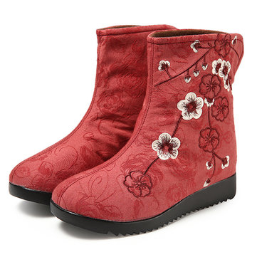 Floral Embroidery Vintage Boots-Newchic-Multicolor