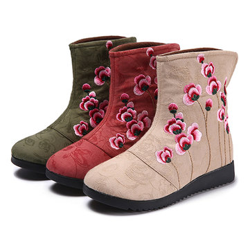 Floral Pattern Retro Boots-Newchic-Multicolor