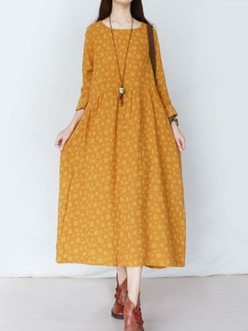 Geometric Print Loose Women Maxi Dresses-Newchic-