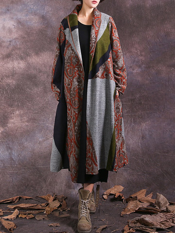 Gracila Winter Autumn Patchwork Loose Coats-Newchic-