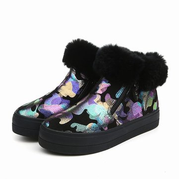 Graffiti Fur Colorful Painting Shoes-Newchic-Multicolor