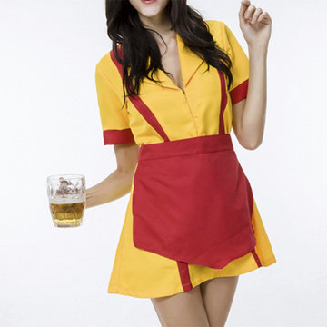 Halloween Turn-down Collar Maid Uniform Cosplay Beerfest Costumes For Women-Newchic-
