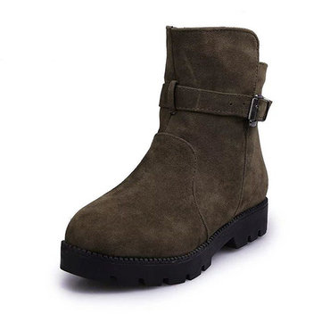 Large Size Buckle Warm Ankle Boots-Newchic-Multicolor