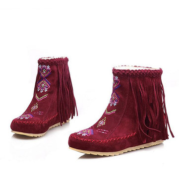 Large Size Tassel Ankle Boots-Newchic-Multicolor