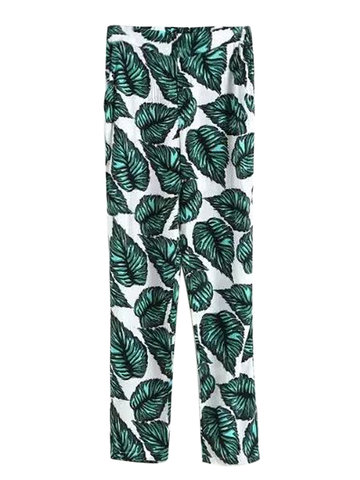 Leaves Printed Women Casual Soft Pant-Newchic-