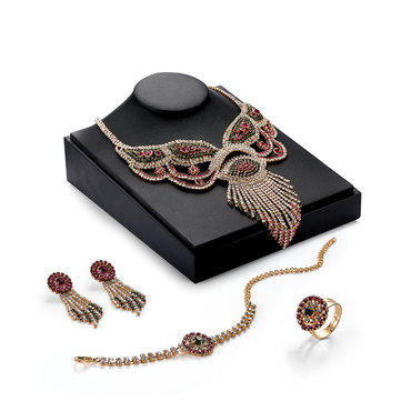 Luxury Jewelry Set Tassel Full Zircon Earrings Necklace Set-Newchic-